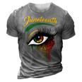 Happy Juneteenth 1865 Bright Eyes Melanin Retro Black Pride 3D Print Casual Tshirt Grey