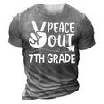Happy Last Day Of School Retro Peace Out 7Th Grade 3D Print Casual Tshirt Grey