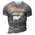 Hippos Are My Spirit Animal Hippopotamus Lover Retro 3D Print Casual Tshirt Grey