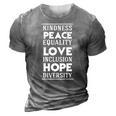 Human Kindness Peace Equality Love Inclusion Diversity 3D Print Casual Tshirt Grey