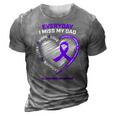 In Memory Dad Purple Alzheimers Awareness 3D Print Casual Tshirt Grey