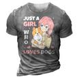 Just A Girl Who Loves Dogs Cute Corgi Lover Outfit & Apparel 3D Print Casual Tshirt Grey