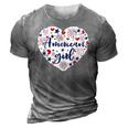 Kids American Girl Patriot 4Th Of July Independence Day Baby Girl 3D Print Casual Tshirt Grey