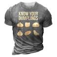 Know Your Dumplings Funny Food Lovers Dim Sum 3D Print Casual Tshirt Grey
