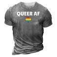 Lgbt Pride - Queer Af Rainbow Flag Heart 3D Print Casual Tshirt Grey
