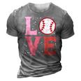 Love Baseball Cute Sports Fan Player Team Men Women Kids 3D Print Casual Tshirt Grey