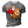 Matching Family Funny Santa Riding Pomeranian Dog Christmas T-Shirt 3D Print Casual Tshirt Grey