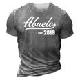 Mens Abuelo Est 2019 Distressed 3D Print Casual Tshirt Grey