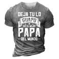 Mens Mexican Mejor Papa Dia Del Padre Camisas Fathers Day 3D Print Casual Tshirt Grey