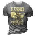 Mens My Stepdaughter Has Your Back - Proud Army Stepdad Dad Gift 3D Print Casual Tshirt Grey
