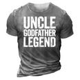 Mens Uncle Godfather Legend Happy Fathers Day 3D Print Casual Tshirt Grey