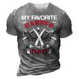 My Favorite Barber Calls Me Dad Hairstylist Fathers Day Gift 3D Print Casual Tshirt Grey