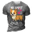 My Spirit Animal Corgi Dog Love-R Dad Mom Boy Girl Funny 3D Print Casual Tshirt Grey