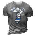 New Jersey Thin Blue Line Flag And Angel For Law Enforcement 3D Print Casual Tshirt Grey