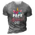 Papa Of The Birthday Girl Unicorn Girls Family Matching 3D Print Casual Tshirt Grey
