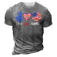 Peace Love America Funny 4Th Of July Sunflower 3D Print Casual Tshirt Grey