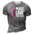 Peace Love Freedom America Usa Flag Sunflower 3D Print Casual Tshirt Grey