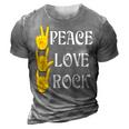 Peace Love Rock V3 3D Print Casual Tshirt Grey