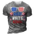 Red White And Cool Sunglasses 4Th Of July Toddler Boys Girls 3D Print Casual Tshirt Grey