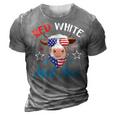 Red White And Moo 4Th Of July Cow Usa Flag Farmer Patriotic 3D Print Casual Tshirt Grey