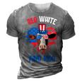 Red White And Moo Patriotic Cow Farmer 4Th Of July 3D Print Casual Tshirt Grey