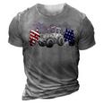 Red White Blue Tractor Usa Flag 4Th Of July Patriot Farmer 3D Print Casual Tshirt Grey