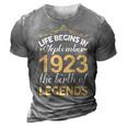 September 1923 Birthday Life Begins In September 1923 V2 3D Print Casual Tshirt Grey