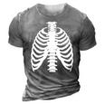 Skeleton Rib Costume Halloween Skeleton Bones Costume 3D Print Casual Tshirt Grey