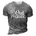 Summer Last Day Of School Graduation Peace Out 7Th Grade 3D Print Casual Tshirt Grey