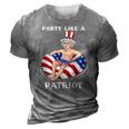 Uncle Sam 4Th Of July Usa Patriot Funny 3D Print Casual Tshirt Grey