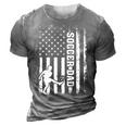 Vintage Soccer Lover American Flag Soccer Dad 4Th Of July 3D Print Casual Tshirt Grey