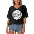 Boston Retro City Massachusetts State Basketball Women's Bat Sleeves V-Neck Blouse