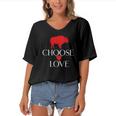 Choose Love Buffalo Red And White Women's Bat Sleeves V-Neck Blouse