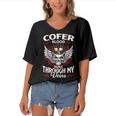 Cofer Blood Runs Through My Veins Name V2 Women's Bat Sleeves V-Neck Blouse