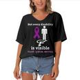 Every Disability Is Visible Aicardi Syndrome Awareness Purple Ribbon Aicardi Syndrome Support Aicardi Syndrome Awareness Women's Bat Sleeves V-Neck Blouse