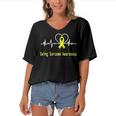 Ewings Sarcoma Awareness Heartbeat Yellow Ribbon Ewings Sarcoma Ewings Sarcoma Awareness Women's Bat Sleeves V-Neck Blouse