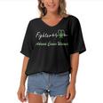 Fighter Adrenal Cancer Warrior Heartbeat Green Ribbon Adrenal Cancer Adrenal Cancer Awareness Women's Bat Sleeves V-Neck Blouse