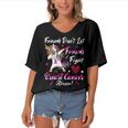 Friends Dont Let Friends Fight Breast Cancer Alone Pink Ribbon Unicorn Breast Cancer Support Breast Cancer Awareness Women's Bat Sleeves V-Neck Blouse