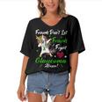 Friends Dont Let Friends Fight Glaucoma Alone Unicorn Green Ribbon Glaucoma Glaucoma Awareness Women's Bat Sleeves V-Neck Blouse