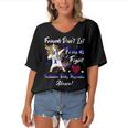 Friends Dont Let Friends Fight Ibm Alone Unicorn Blue Ribbon Inclusion Body Myositis Inclusion Body Myositis Awareness Women's Bat Sleeves V-Neck Blouse