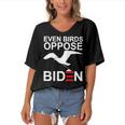 Funny Even Birds Oppose Biden Women's Bat Sleeves V-Neck Blouse