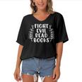 Funny Fight Evil Read Books Women's Bat Sleeves V-Neck Blouse