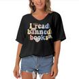 Funny I Read Banned Books Lovers Books Women's Bat Sleeves V-Neck Blouse