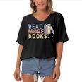 Funny Read More Books Gift Women's Bat Sleeves V-Neck Blouse