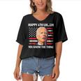 Happy Uh You Know The Thing Funny Joe Biden 4Th Of July Women's Bat Sleeves V-Neck Blouse