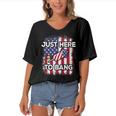 Just Here To Bang 4Th Of July American Flag Fourth Of July Women's Bat Sleeves V-Neck Blouse