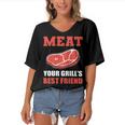 Meat Your Grill’S Best Friend Butcher Chef Cook Bbq Women's Bat Sleeves V-Neck Blouse