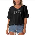 Minimalist Heartbeat English Mastiff Women's Bat Sleeves V-Neck Blouse