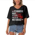 Motorcycle Racing Machines Motif With 485 Shirt Women's Bat Sleeves V-Neck Blouse