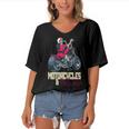 Motorcycles Mascara Excellent Dreaming 466 Shirt Women's Bat Sleeves V-Neck Blouse